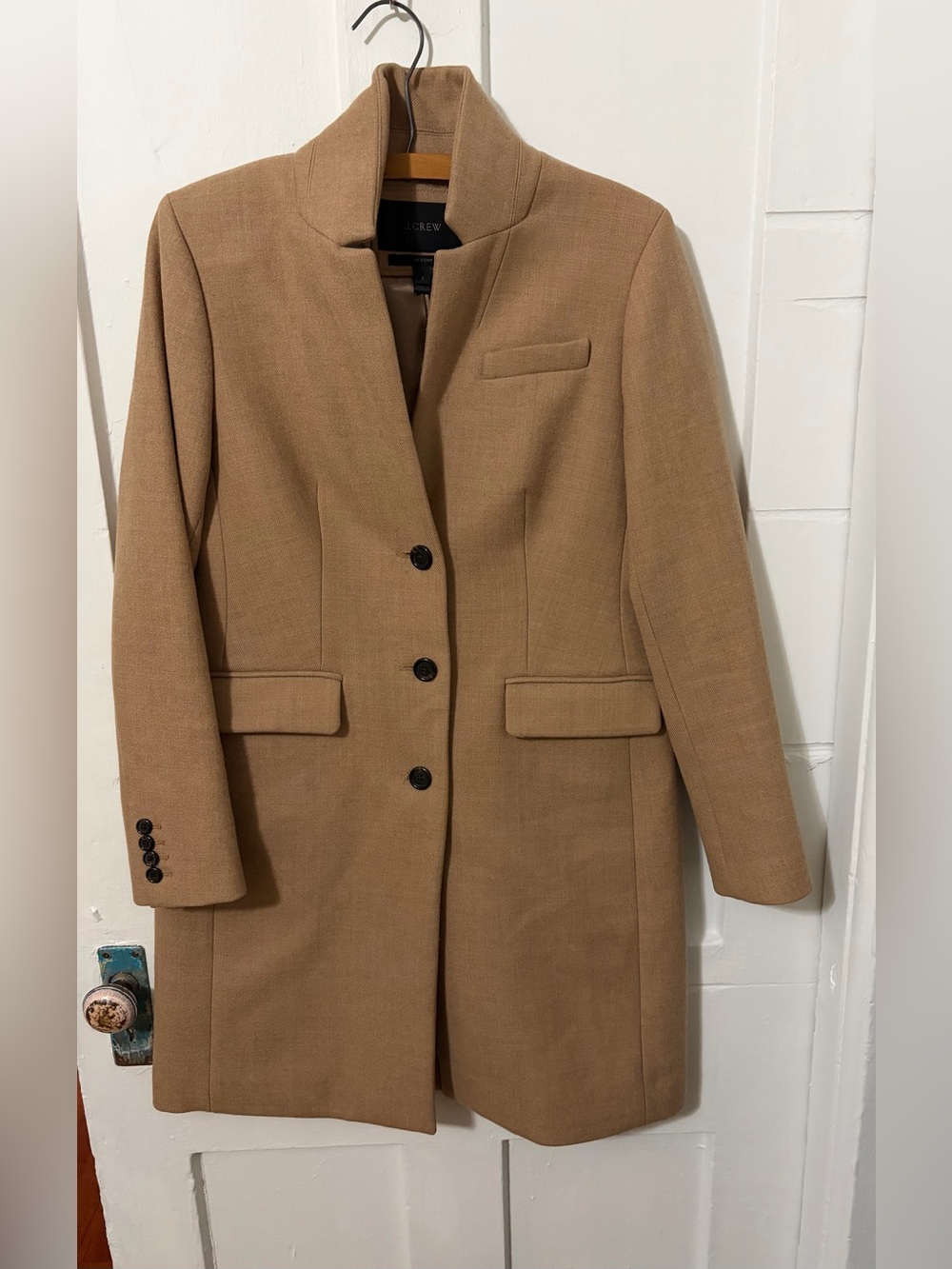 J.Crew Regent coat topcoat in double-serge wool camel tan